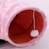 Maxbell Maxbell Foldable Cat Tunnel Bed-Kitten Indoor Playing Funny Toy Hanging Fluffy Ball Pink