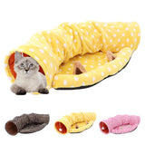 Maxbell Maxbell Foldable Cat Tunnel Bed-Kitten Indoor Playing Funny Toy Hanging Fluffy Ball Pink