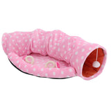 Maxbell Maxbell Foldable Cat Tunnel Bed-Kitten Indoor Playing Funny Toy Hanging Fluffy Ball Pink