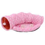 Maxbell Maxbell Foldable Cat Tunnel Bed-Kitten Indoor Playing Funny Toy Hanging Fluffy Ball Pink