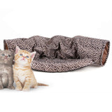 Maxbell Maxbell Foldable Cat Tunnel Bed-Kitten Indoor Playing Funny Toy Hanging Fluffy Ball Leopard