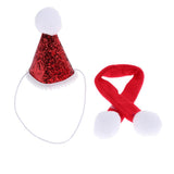 Maxbell Red Cute Small Dog & Cat Birthday Party Cone Hat Neck Scarf Set Costume
