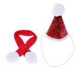 Maxbell Red Cute Small Dog & Cat Birthday Party Cone Hat Neck Scarf Set Costume