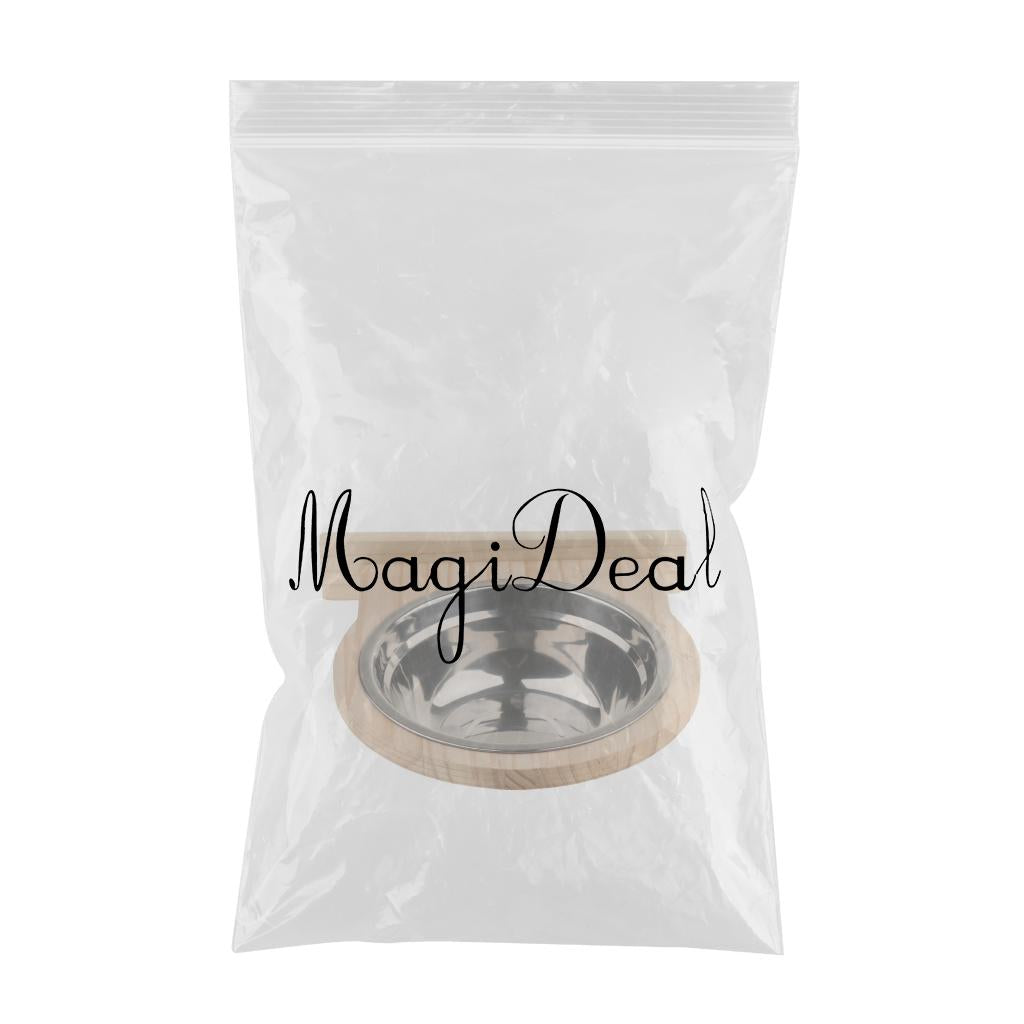 Maxbell Maxbell Pet Products Coop Cup Stainless Steel Fixed Feeding Bowl with Wooden Frame L