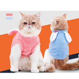 Maxbell Maxbell Coral Velvet Cozy Rabbit Outfit with Hood & Bunny Ears for Small Dogs & Cats Blue XS