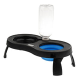 Maxbell Maxbell Elevated Dog/Pet/Cat Feeder with Food Water Fountain Double Bowl Blue