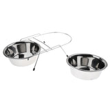 Maxbell Non-Skid Pet Dog Cat Stainless Steel Double Bowl Water Feeder Dish Silver M