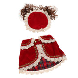 Maxbell Maxbell Pet Princess Clothes for Small Dog & Cat Summer Lace Shawl Hat Wig Outfit L Red