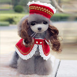 Maxbell Maxbell Pet Princess Clothes for Small Dog & Cat Summer Lace Shawl Hat Wig Outfit L Red