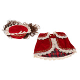 Maxbell Maxbell Pet Princess Clothes for Small Dog & Cat Summer Lace Shawl Hat Wig Outfit L Red