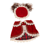 Maxbell Maxbell Pet Princess Clothes for Small Dog & Cat Summer Lace Shawl Hat Wig Outfit L Red