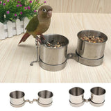 Maxbell Maxbell 2 pcs Birds Parrot Cages Hanging Feeder Stainless Steel Food Water Bowl  S