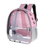 Maxbell Travel Bird Parrot Cage Carrier with Stand Perch Cup w/Key Ring Pendant Pink