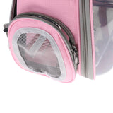 Maxbell Travel Bird Parrot Cage Carrier with Stand Perch Cup w/Key Ring Pendant Pink