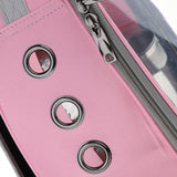 Maxbell Travel Bird Parrot Cage Carrier with Stand Perch Cup w/Key Ring Pendant Pink