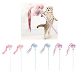 Maxbell Maxbell 2 Pcs Cat Feather Toy, Interactive Cat Fishing Toy, Cat Stick Teaser Pink