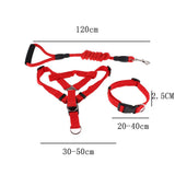Maxbell Maxbell Pet leash with chest strap collar three-piece Red S