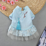 Maxbell Maxbell Pet Chinese Traditional Qipao Dress Clothes Dog Princess Dress  Blue M