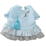 Maxbell Maxbell Pet Chinese Traditional Qipao Dress Clothes Dog Princess Dress  Blue M