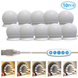 7x10 LED  Makeup Vanity Mirror Lights Bulbs Dimmable Tabletop or Wall
