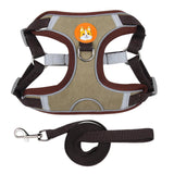 Maxbell 2xDog Harness Leashs Set Soft Padded Adjustable for Puppy Reflective Brown M