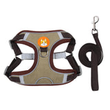 Maxbell 3xDog Harness Leashs Set Soft Padded Adjustable for Puppy Reflective Brown M