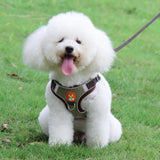 Maxbell 2xDog Harness Leashs Set Soft Padded Adjustable for Puppy Reflective Brown M