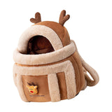 Portable Cat Carrier Bag Backpack Breathable Pet Cage Warm for Walking Brown 28x21x36cm S - Aladdin Shoppers