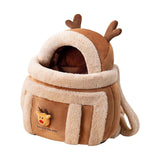 Portable Cat Carrier Bag Backpack Breathable Pet Cage Warm for Walking Brown 28x21x36cm S - Aladdin Shoppers