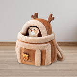 Portable Cat Carrier Bag Backpack Breathable Pet Cage Warm for Walking Brown 28x21x36cm S - Aladdin Shoppers