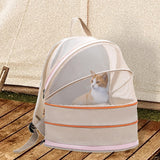 Pet Carrier Backpack Dog Cats Breathable Hiking Foldable Durable Travel Bag Beige - Aladdin Shoppers