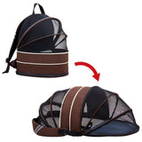Pet Carrier Backpack Dog Cats Breathable Hiking Foldable Durable Travel Bag Brown - Aladdin Shoppers