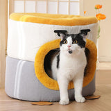 Cat Bed Enclosed Kitten Bed No Deformation Pet Bed Hideaway Short Plush 30cmx30cm - Aladdin Shoppers