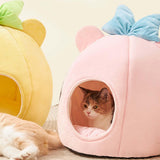 Portable Cat Bed for Indoor Cats, Semi Enclosed Dog Kennel Kitten Cave Tent Pink - Aladdin Shoppers