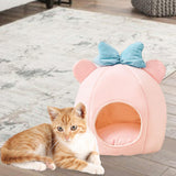 Portable Cat Bed for Indoor Cats, Semi Enclosed Dog Kennel Kitten Cave Tent Pink - Aladdin Shoppers