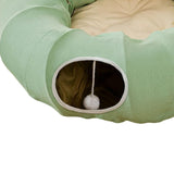 Indoor Cats Tunnel Tube Bed Collapsible with Detachable Cushion Durable Green - Aladdin Shoppers