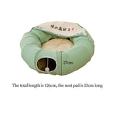 Indoor Cats Tunnel Tube Bed Collapsible with Detachable Cushion Durable Green - Aladdin Shoppers