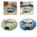 Indoor Cats Tunnel Tube Bed Collapsible with Detachable Cushion Durable Green - Aladdin Shoppers