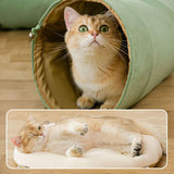 Indoor Cats Tunnel Tube Bed Collapsible with Detachable Cushion Durable Green - Aladdin Shoppers