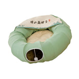 Indoor Cats Tunnel Tube Bed Collapsible with Detachable Cushion Durable Green - Aladdin Shoppers