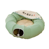 Indoor Cats Tunnel Tube Bed Collapsible with Detachable Cushion Durable Green - Aladdin Shoppers