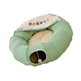 Indoor Cats Tunnel Tube Bed Collapsible with Detachable Cushion Durable Green - Aladdin Shoppers