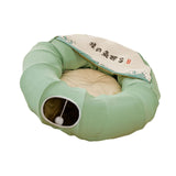 Indoor Cats Tunnel Tube Bed Collapsible with Detachable Cushion Durable Green - Aladdin Shoppers