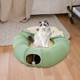 Indoor Cats Tunnel Tube Bed Collapsible with Detachable Cushion Durable Green - Aladdin Shoppers