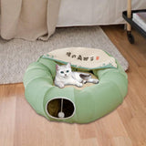 Indoor Cats Tunnel Tube Bed Collapsible with Detachable Cushion Durable Green - Aladdin Shoppers