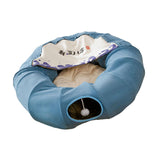 Indoor Cats Tunnel Tube Bed Collapsible with Detachable Cushion Durable Blue - Aladdin Shoppers