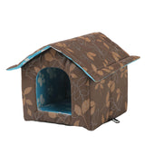 Oxford Cloth Outdoor Feral Cats Warm House Waterproof Bed Kennel Tent Winter square shaped m Brown - Aladdin Shoppers