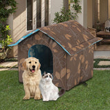 Oxford Cloth Outdoor Feral Cats Warm House Waterproof Bed Kennel Tent Winter square shaped m Brown - Aladdin Shoppers