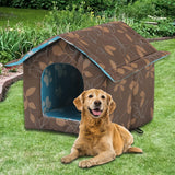Oxford Cloth Outdoor Feral Cats Warm House Waterproof Bed Kennel Tent Winter square shaped m Brown - Aladdin Shoppers
