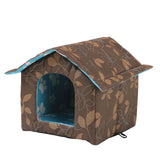 Oxford Cloth Outdoor Feral Cats Warm House Waterproof Bed Kennel Tent Winter Square L Brown - Aladdin Shoppers